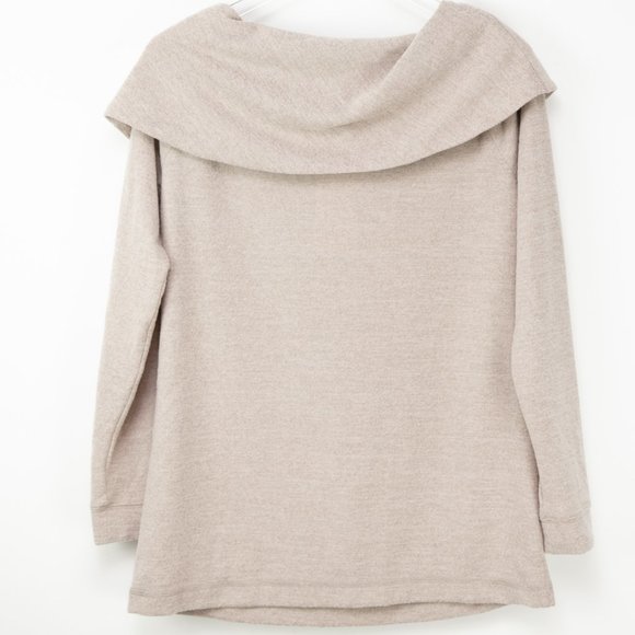 Haven Knit Top Folded Collar Off The Shoulder Shirt Tan Shirt Size Small New - Picture 2 of 5